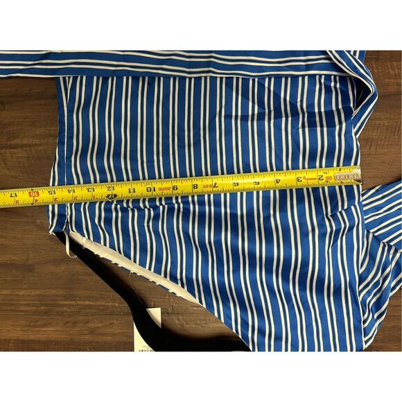 Banana Republic NWT One Shoulder Blue Stripe Midi Dress, Sz 0, MSRP $128 - Picture 4 of 11